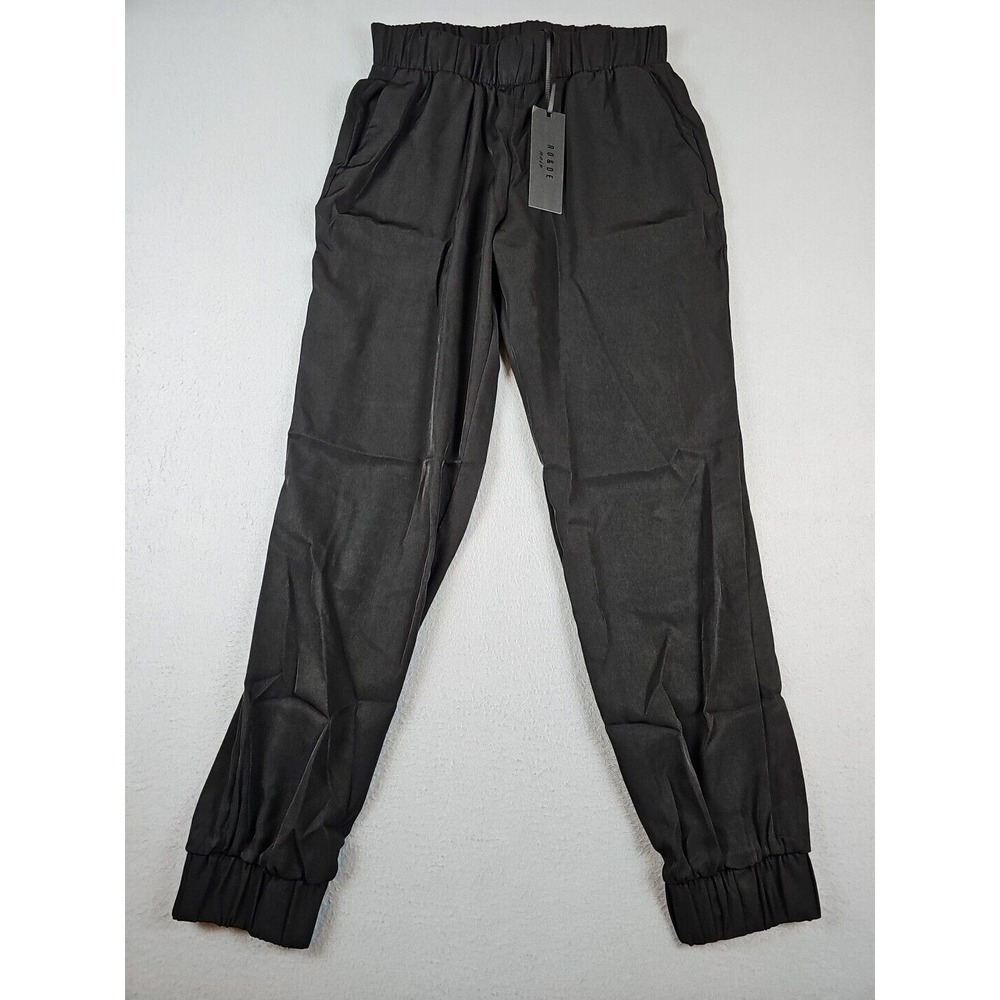 RO & DE Women's Size Medium Black Elastic‎ Cuff Jogger Pants Pockets NWT USA